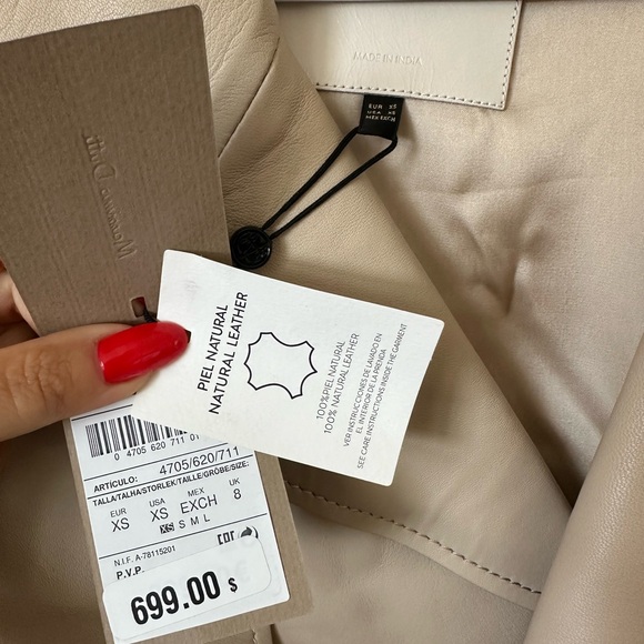 Massimo Dutti ivory leather trench coat with belt classic casual  long jacket - Picture 12 of 12